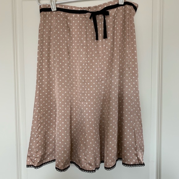 Anthropologie Dresses & Skirts - Odille mauve pink polka dot satin mermaid skirt 10